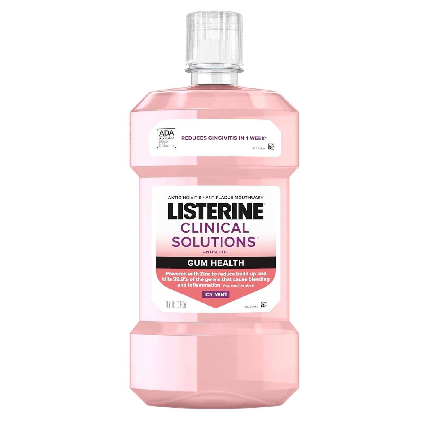 Listerine Clinical Solutions Gum Health Antiseptic Mouthwash, Antigingivitis & Antiplaque Oral Rinse Helps Prevent Buildup & Immediately Kills Germs for Healthier Gums, ICY Mint, 1 L